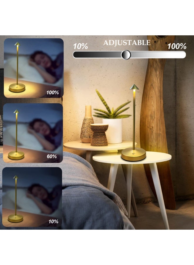 2 PCS Rechargeable Cordless Table Lamps, Portable LED Touch Bedside Lamp with Stepless Dimming & 3 Colors, For Home, Office, Restaurant, Camping, Patio(Gold) - Image 4